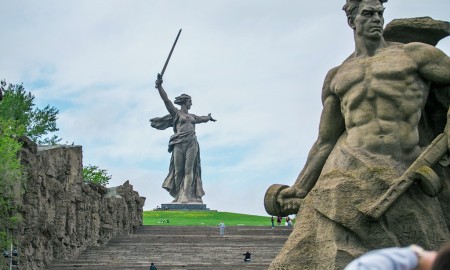 Mamaev Kurgan in Volgograd where Nazi's and the Red Army fought for control of the Volga